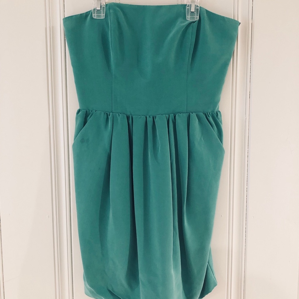 Rachel Roy Strapless Green Dress with Pockets US 8